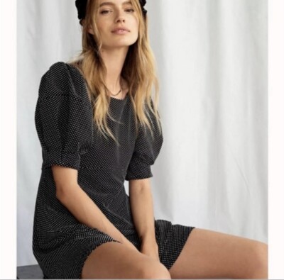 Free People Penelope Fit and Flare Puff Sleeve Mini Dress M Christmas New Years