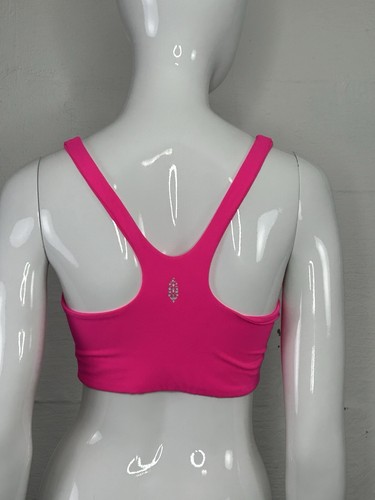 Free People Movement Sports Bra Hot Pink Never Better Square Neck Size Small - Picture 13 of 13