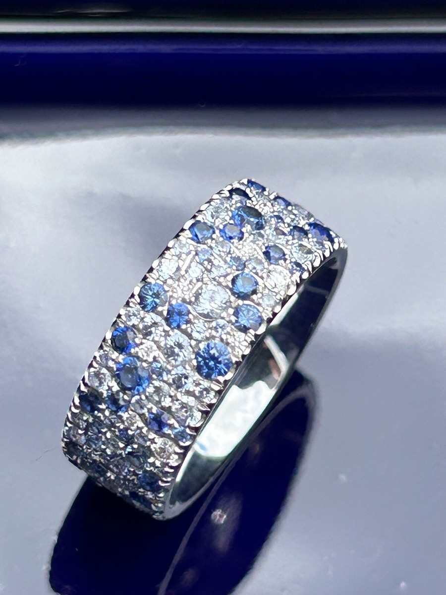 Tiffany & Co 18K White Gold Metro Blue Sapphire Diamond 8mm Tiffany & Co 18K White Gold Metro Blue Sapphire Diamond 8mm