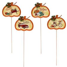 Metal Pumpkin Garden/Lawn Stakes Choose 1 From 4 Designs/Sayings 24x8.875-in.