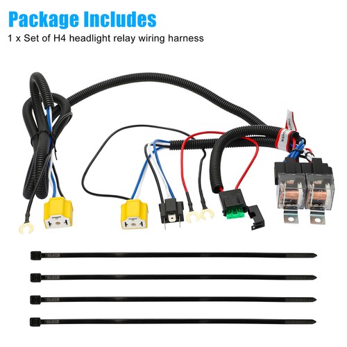 H4 Led Headlight Brightness Intensifier Wiring Harness For Jeep