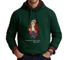 NWT Polo Ralph Lauren 188 Pine Green WINTER BEAR HOODIE Sweatshirt Men XXL 2XL