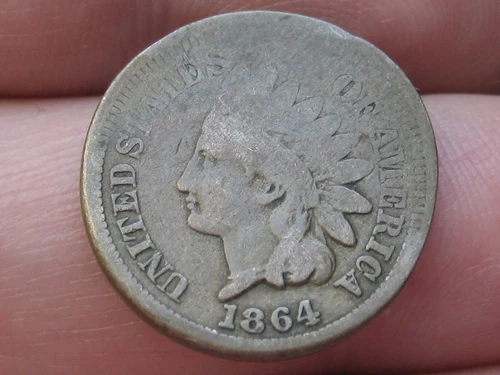 1864 Copper Nickel CN Indian Head Cent Penny- VG/Fine Details