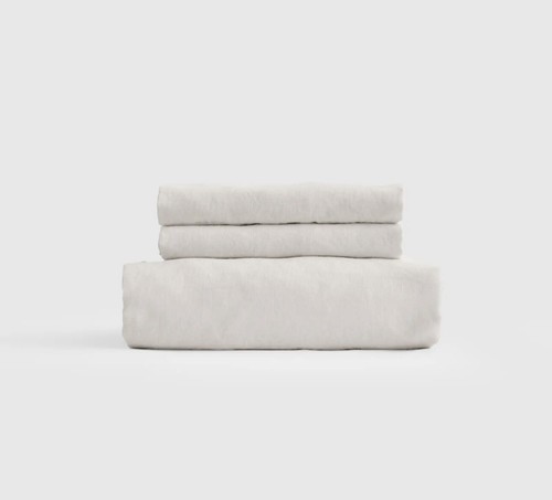 BNWT Quince European Linen Fitted Sheet Set QUEEN