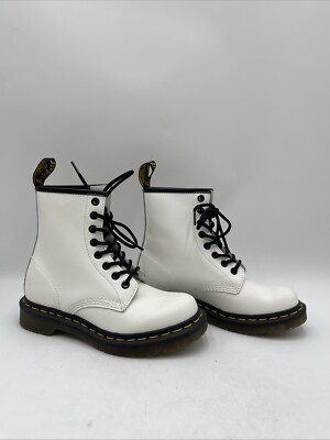 Dr Martens 11821 White Leather Combat Boots Shoes Size 5 Men Dr. Martens 1460 White Smooth Leather Lace Up Boots 11821 US  main image 4