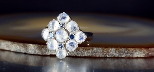 Ring Silber 925 Mondstein Topas blau 19,7 mm - schimmernd & funkelnd - Bild 12 von 12