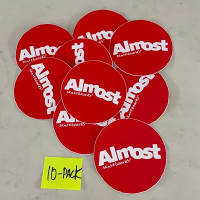 (10-Pack) Original Almost Skateboard 90's Style Red Dot Round Logo Sticker 4''