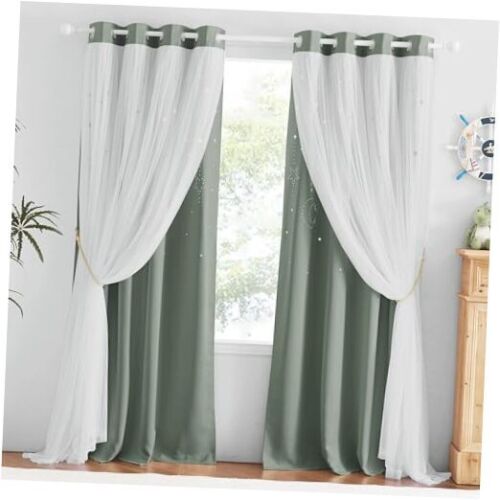 Nrsery Curtains for Girls Bedroom Kids Room Darkening Curtains Star Moon