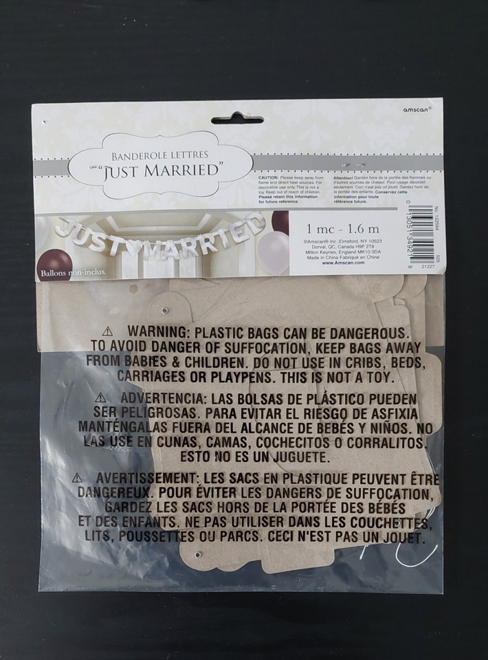 Amscan 'Just Married' Banner – 2,7 M Lang, Silberne Schrift Auf Weißem Sprenkeldessin, Für Hochzeitsdeko
