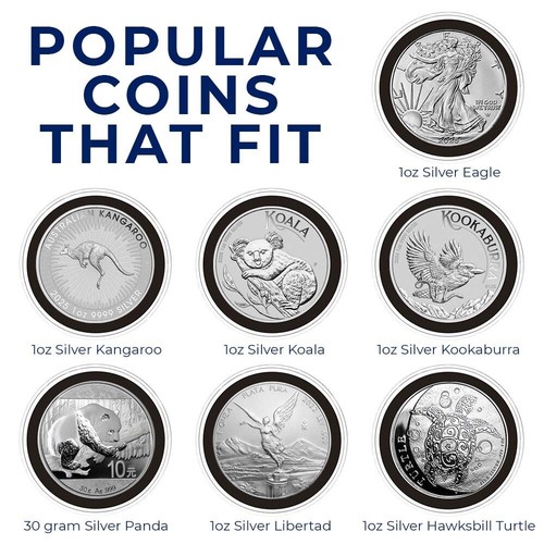 OnFireGuy Black Cap Tube & 20pcs 40mm Black Ring 1oz Silver Eagle Coin Holders - Picture 3 of 7