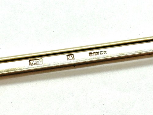 Vintage 9CT Gold Front Sterling Silver Tie Pin - Picture 5 of 11