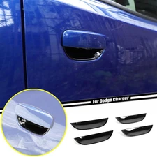 For 2011-2023 Dodge Charger Gloss Black Exterior Door Handle Bowl Cover Trim 4P