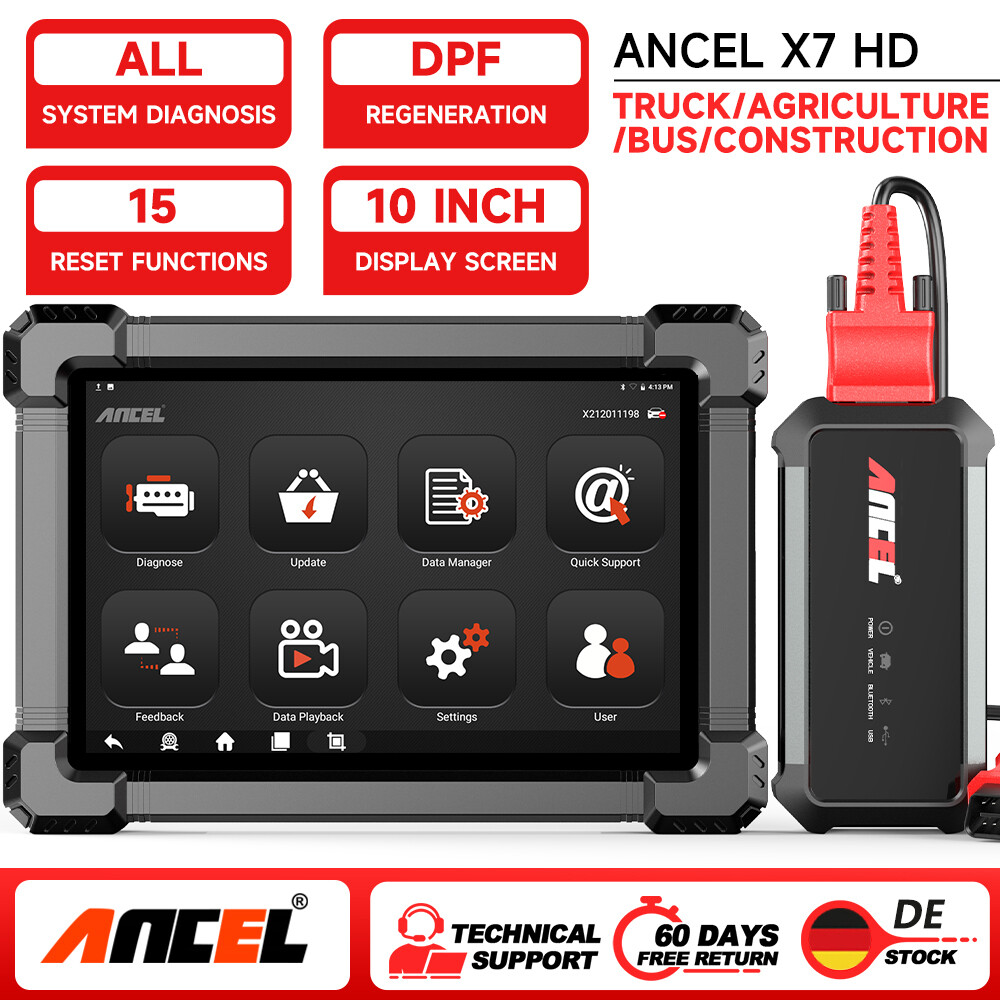 ANCEL X7 HD Profi 12V 24V Schwerer Lkw OBD2 Diagnosegerät DPF Regen Öl ABS SRS