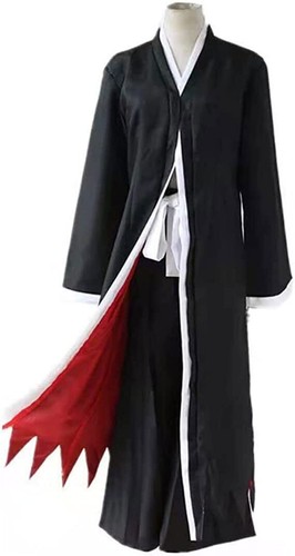 Cosplay Bleach Kurosaki Ichigo Robe Cloak CoatKimono Pants Full Set Cos Costume - Picture 7 of 16