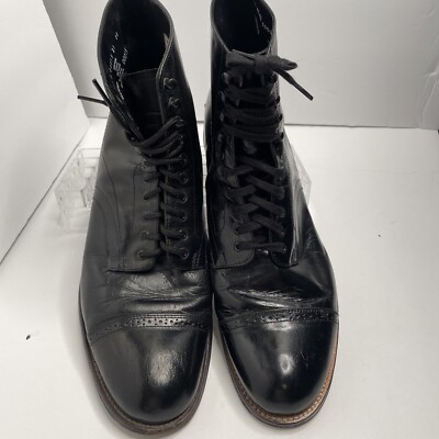 Stacy Adams Men's Madison Boot High Top Biscuit Toe Black 00015-01 Preowned 