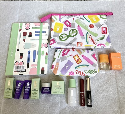 9PC Clinique x Kate Spade Notebook/Clinique Happy EDP 4ml/Lipstick/Pouch/Mascara