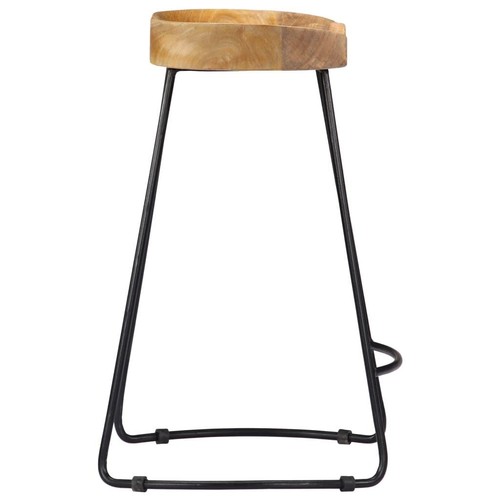 2 Pcs Gavin Bar Stools Retro Style Pub Chairs Solid Mango Wood Counter Stool Set - Picture 5 of 11