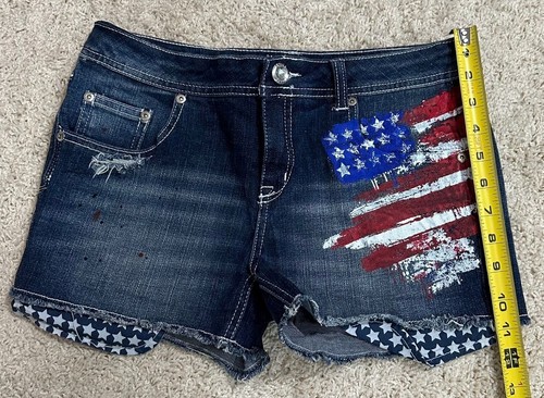 Justice Premium Jeans USA American Flag Jean Shorts Girls Sz 18R 4th Of July NWT - Picture 3 of 4