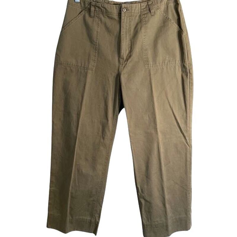 GH Bass Women's Olive Green Khaki Straight Leg Pockets Mid Rise Pants Size 14