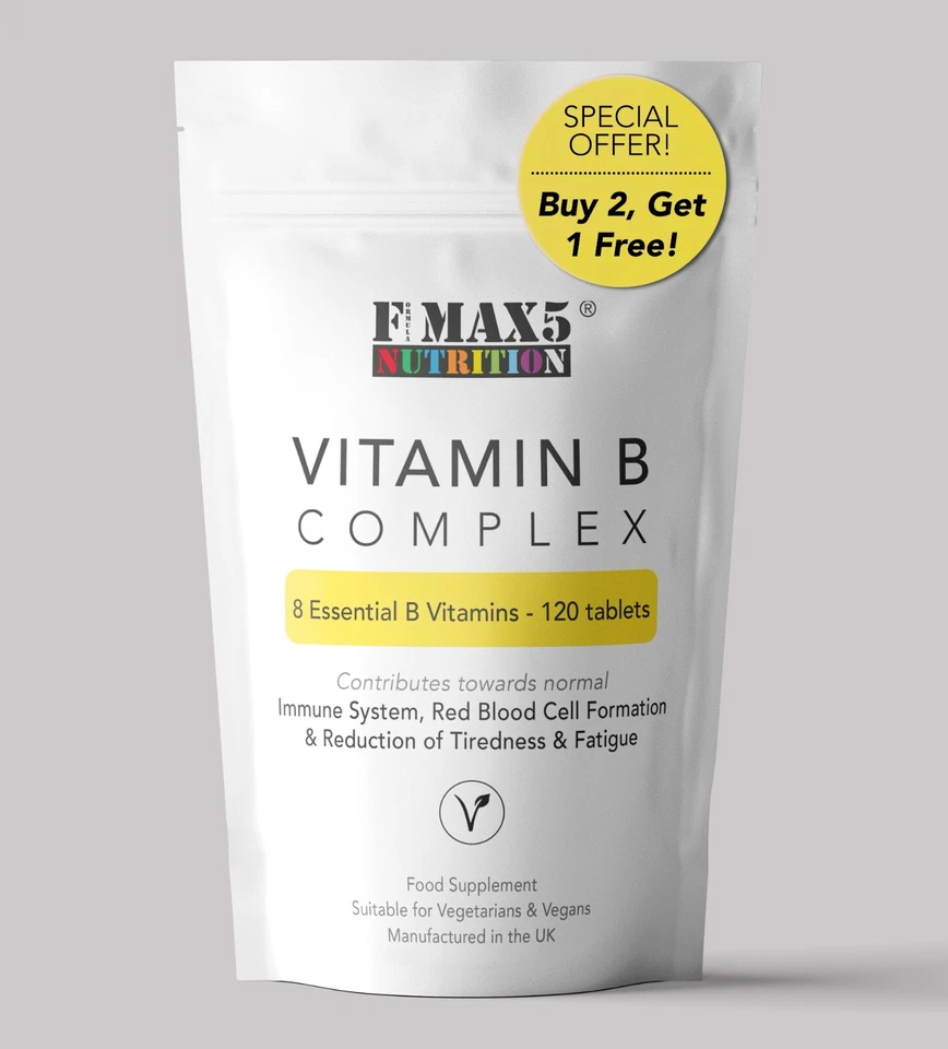 120 Vitamin B Complex tablets - 8 High Strength B Vitamins Biotin B12 folic acid