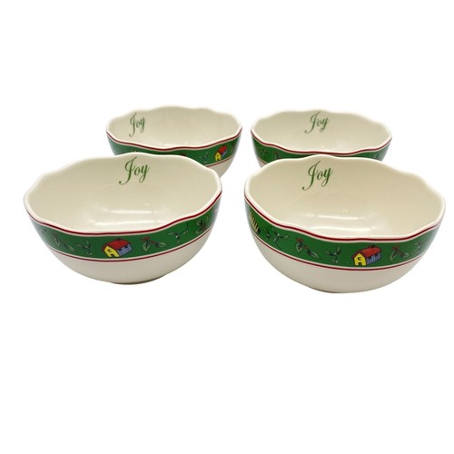 Spode Vintage Christmas Tree Scalloped bowls Green nuts dessert England 4 3/4" - Picture 2 of 7