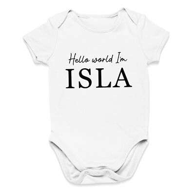 Personalised Hello World I'm Custom Name Babygrow Gift New Baby Shower Birthday