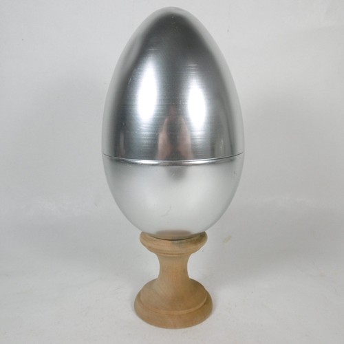 T832 SCHMUCKKÄSTCHEN SCHMUCKKÄSTCHEN EIFORM EIER ALUMINIUM UND HOLZ VINTAGE - Bild 5 von 8