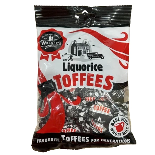 917297 10 x 150G BAGS OF WALKERS LIQUORICE TOFFEE ENGLAND'S FINEST CHEWY TOFFEES
