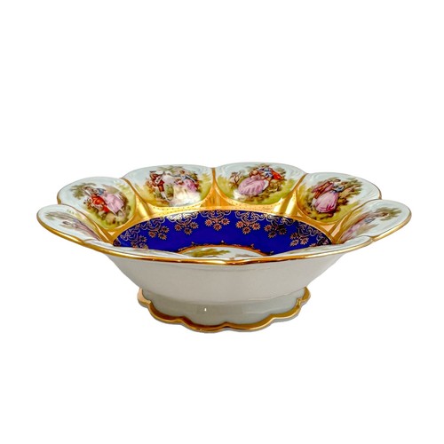 Large Josef Kuba vintage fluted bowl, Fragonard courting couples, Karslbad - Picture 3 of 17
