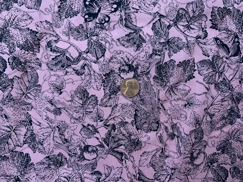 SERENITY BY Cheri L. Strole Floral LEAVES BUTTERFLY PINK Cotton Fabric 8 yds + - Picture 4 of 8