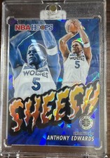 2023-24 Panini Nba Hoops Premium Stock Sheesh Anthony Edwards Blue Ice Prizm /99