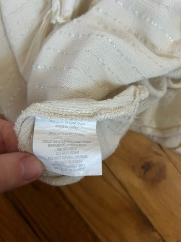 LABEL OF LOVE Cream Gauze Tiered Midi Sun Dress Size Medium Beach Summer Vacay - Picture 9 of 11