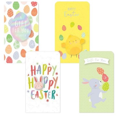 Easter Money Wallets 4 Pack with White Envelopes Bunny, Egg and Chick Designs