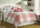 Nautica Port Hope Twin Duvet Cover & Standard Pillow Sham Set Pink White Plaid