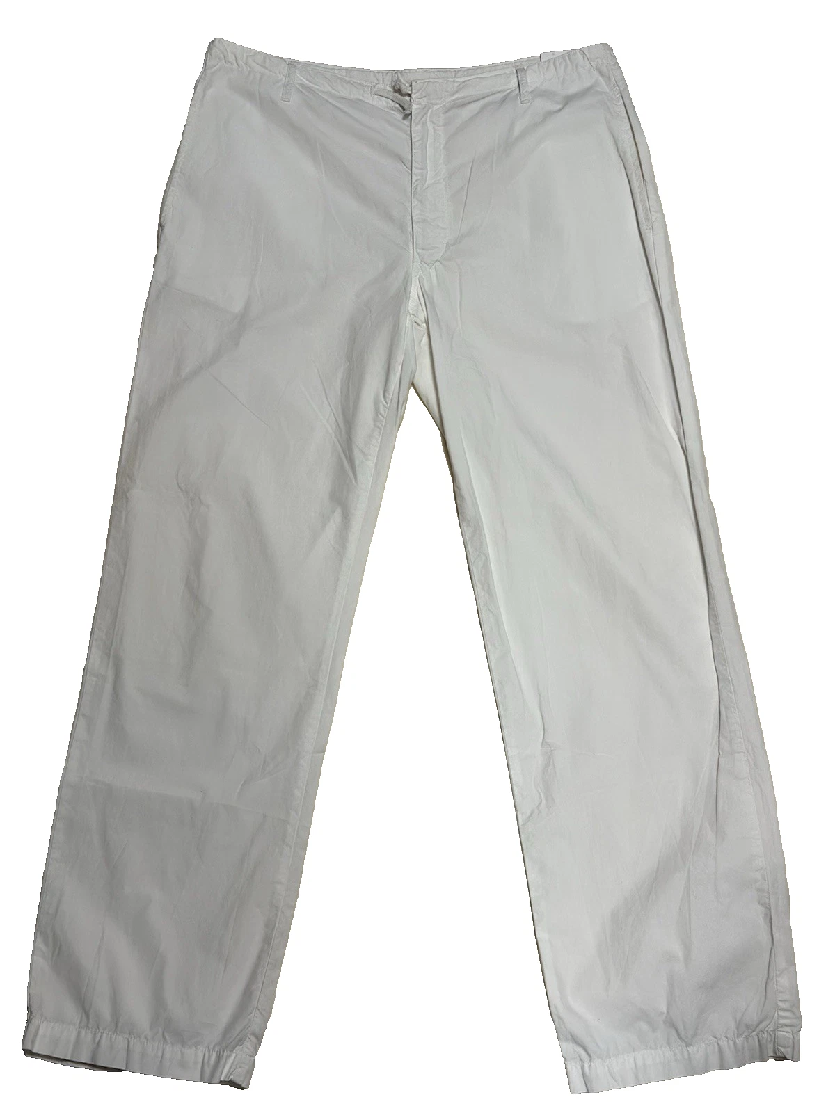 Replay Men's White Cotton Pants Size L EU 52-54 Straight Leg Summer Trousers
