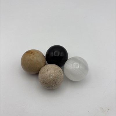 Vintage Sphere Marble Stone Hand Made Lot Of 4 Circa 1900