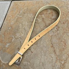 Vintage 90s Italian Leather Tan/Pale Green Stitch Edge Belt
