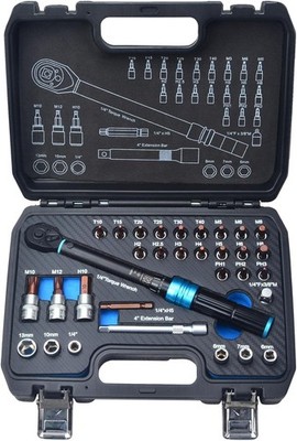 32tlg 1/4'' verstellbar Fahrrad Drehmoment Ratsche Schraubenschlüssel Set 5-25Nm, 4'' Verlängerung