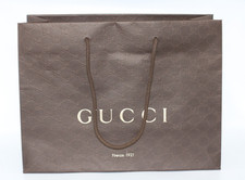 A0 Auth GUCCI Brown Logo Shopping Tote Bag Empty Paper Gift Bag 15" x 11.5" x 6"
