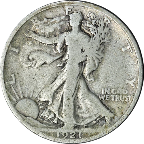 1921-P Walking Liberty Half Nice VG Details Key Date Decent Eye Appeal