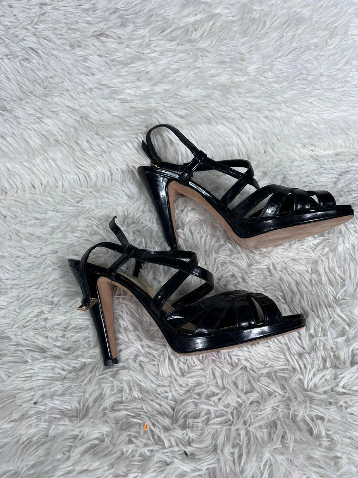 Saks Fifth Avenue Vero Cuoio Women's Black Strappy Heels Size 10B Italy Made - Image 3 of 4