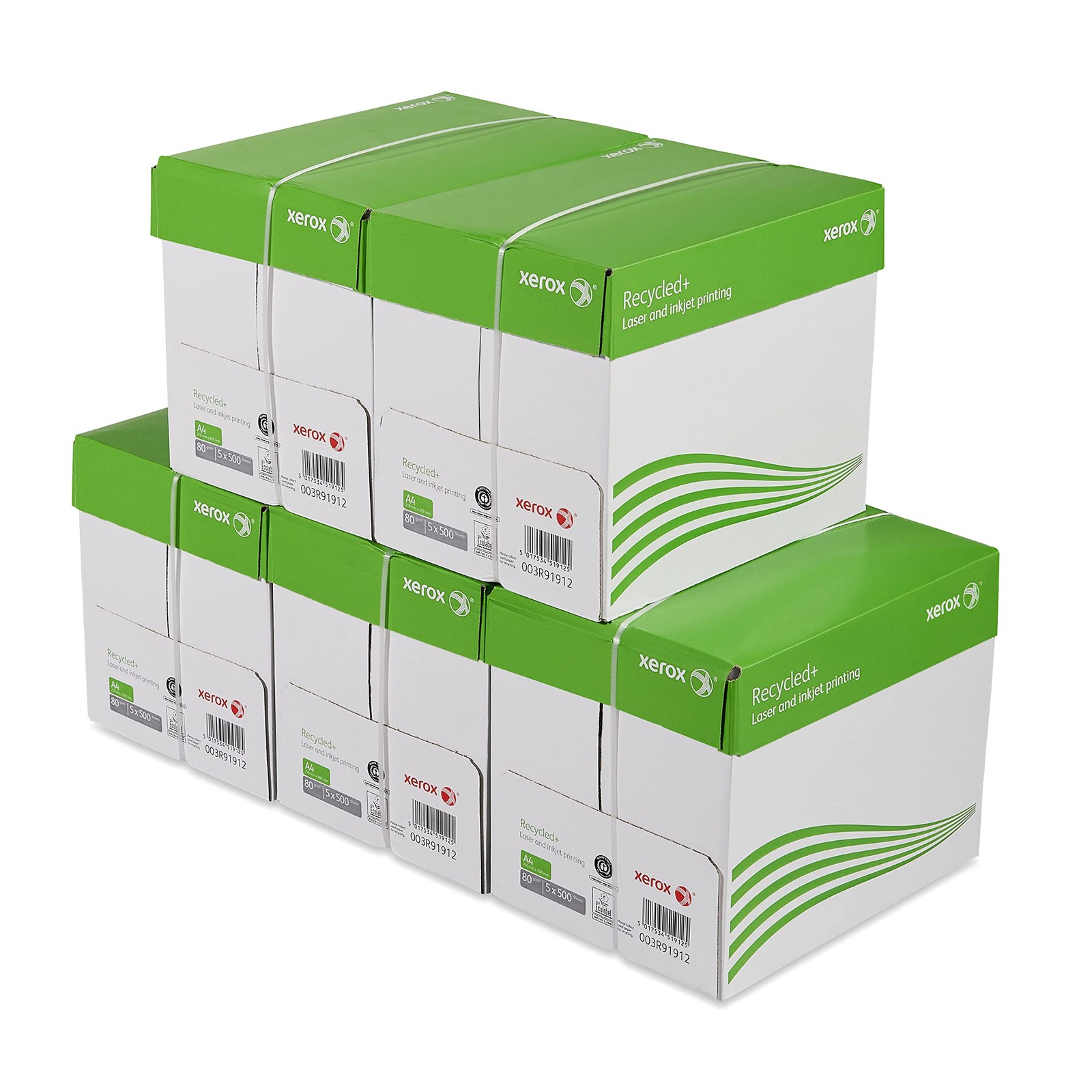 Xerox Recycled+ White Recycled Paper ISO 80 GSM A4 Pack of 5 cartons, White.