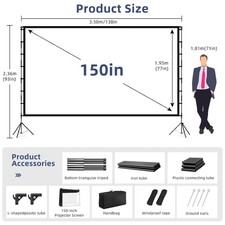 Large 150 Inch Outdoor Movie Screen, 16:9 - 4K HD Projection