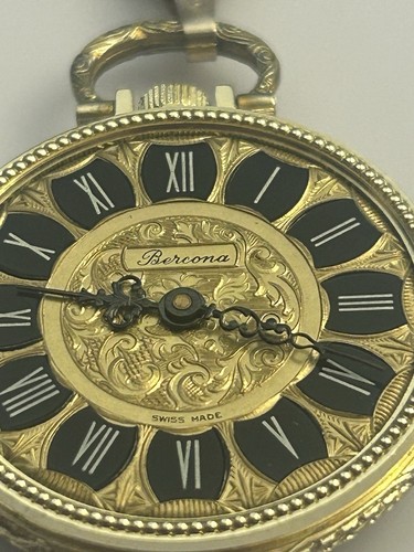 Vintage Bercona Gold Tone Necklace Watch ROMAN NUMERALS 24" (does NOT Work) - Picture 4 of 5