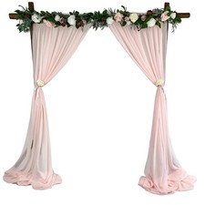 2 Panels Blush Pink Sheer Chiffon Backdrop Curtains 10ft x 10ft 120x120 In