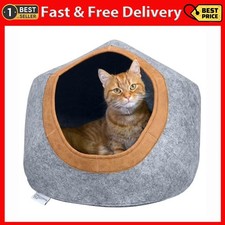 Large Faux Leather Trimmed Felt Cat Cave, Felt Bed, Felt Lounge, Cat