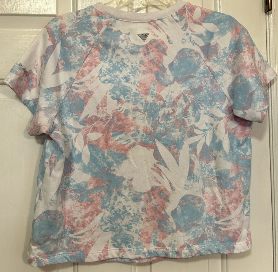 Camiseta deportiva Columbia para mujer mediana tie dye recortada manga corta colorida Foto 4 de 4