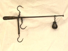 ANTIQUE Primitive 3 HOOK BEMIS & CALL “STEEL YARD” BALANCE SCALE 19th Century