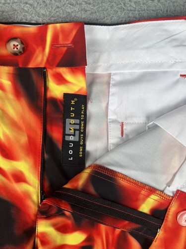 Loudmouth Liar Liar Golf Shorts Fire Flame Print Men's Size 39 (tag 38) Stretch - Picture 2 of 10