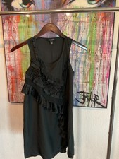 Banana Republic Black Sleeveless Ruffle Shift Dress Small Satin Look